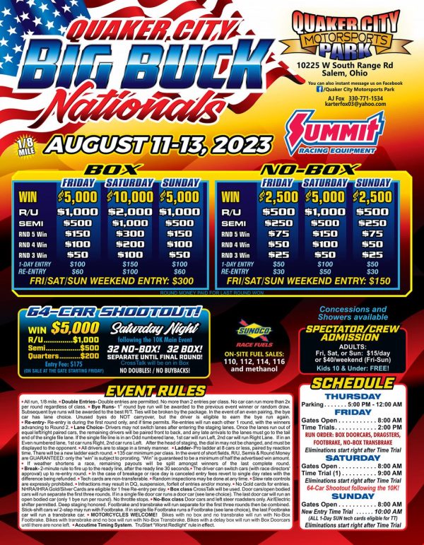 2023 August Big Buck Race Quaker City Motorsports Park