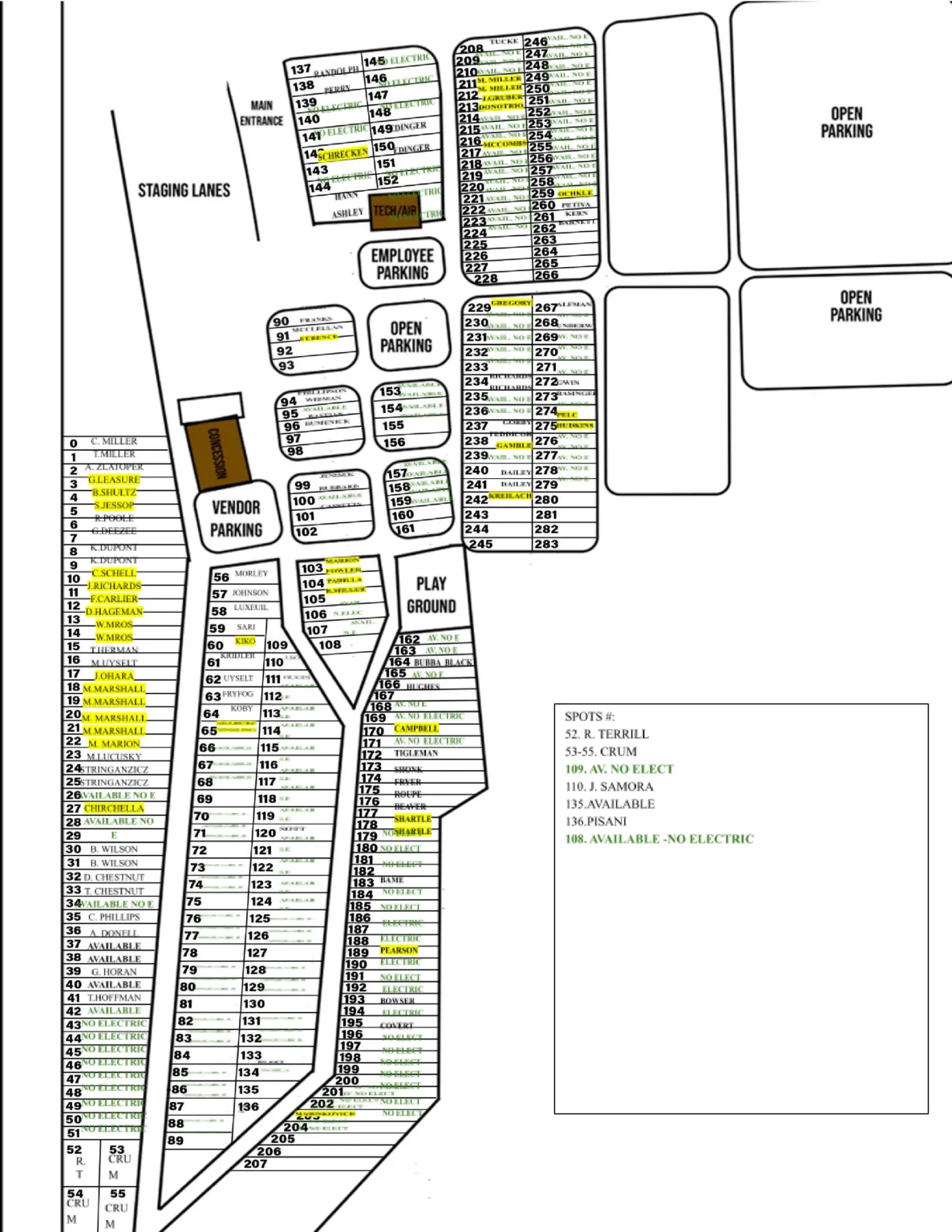 Quaker City Motorsports Park Drag Racing Pit Map.
